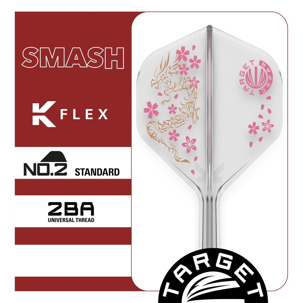 Target Japan Smash Clear Integrated Flights and 2 Medium Junya Dragon Flower Pack of 3 Dart Accessories K-Flex Shafts, No. (Standard) – (33mm)