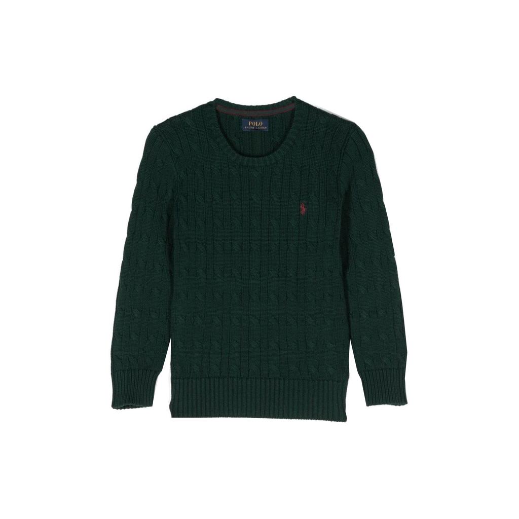 Polo Ralph Lauren однотонный свитер для верховой езды с вышивкой в виде косы, детский свитер темно-зеленого цвета 323702674-055