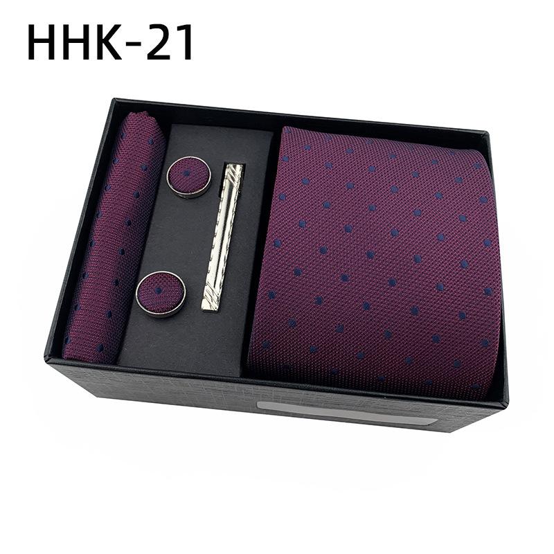 Men'S Tie Square Cuff Tie Clip Gift Box Set Business Casual Tie Black Gift Box