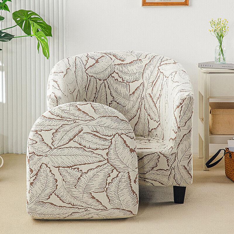 Stretch Chair Covers Leaves Jacquard Elastic Single Half Club Round Armchair Cover Sofa Slipcovers Furniture Protector New