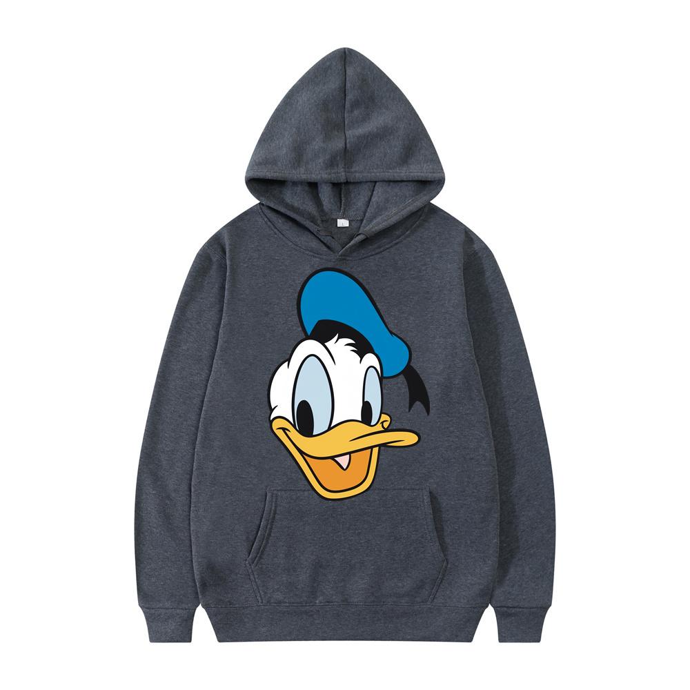 Новые худи Disney Дональд Дак 2024 года для мужчин и женщин, повседневные, в стиле хип-хоп, уличная одежда, толстовки с длинными рукавами, осенние топы и пальто для мальчиков и девочек.