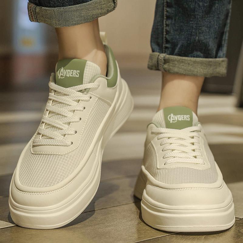 Белая мужская обувь летняя легкая дышащая повседневная обувь для скейтборда мужская белая обувь противоскользящая толстая подошва универсальная спортивная обувь