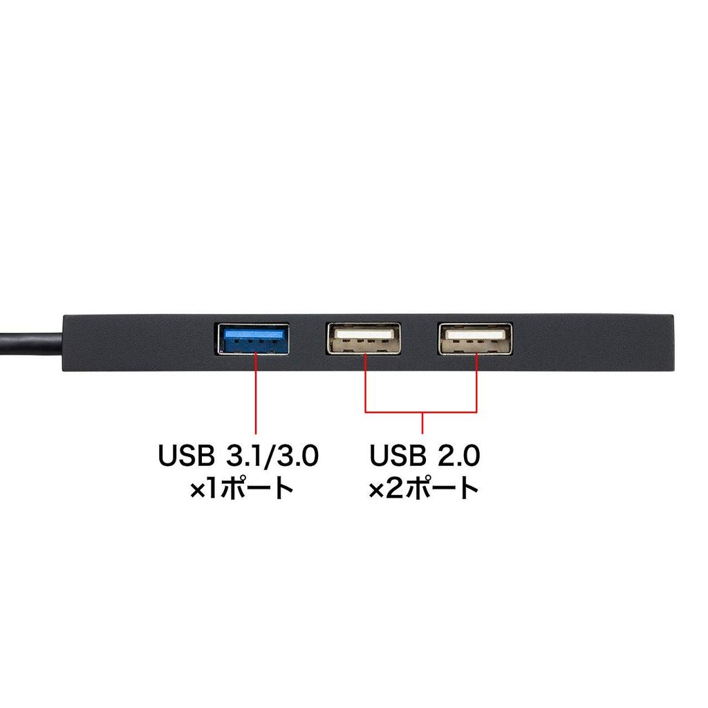 Sanwa Supply USB Hub Connection X 1 X 2 Card Reader Black Type-C (USB3.1/3.0 port/USB2.0 ports/SD card/microSD Included) USB-3TCHC16BK