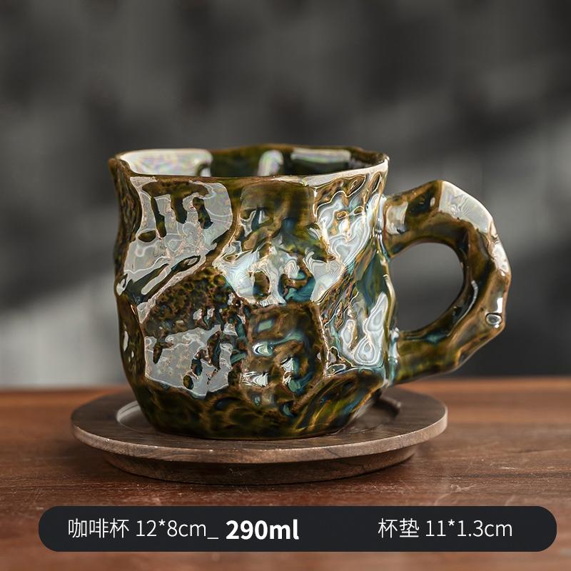 Кружка для кофе из грубой керамики Винтажная керамическая кружка с блюдцем Художественная кружка для воды Кружки для овсянки и завтрака Кружка для молока Кружки для послеобеденного чая