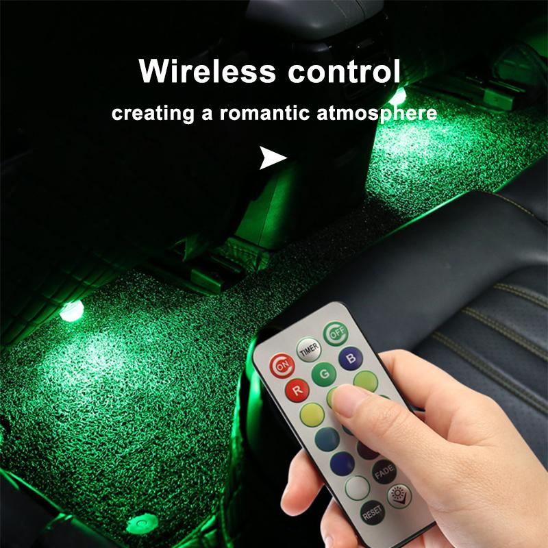SEAMETAL Wireless LED Car Interior Ambient Light Remote Control Decoration Auto Roof Foot Waterproof Atmosphere Lamp