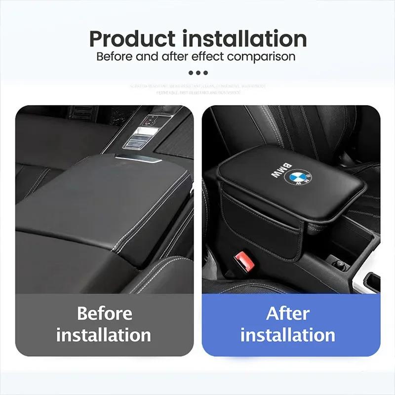 LREFV1 New 2025 Car Armrest Box Pad Leather Auto Armrest Mat Car Accessories for BMW M Power Performance M3 M5 X1 X3 X5 X6 E46 E39 E90