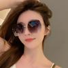 Women's Gradient Rimless Anti-UV Sunglasses for Large Faces - Slimming High-End Sun Protection