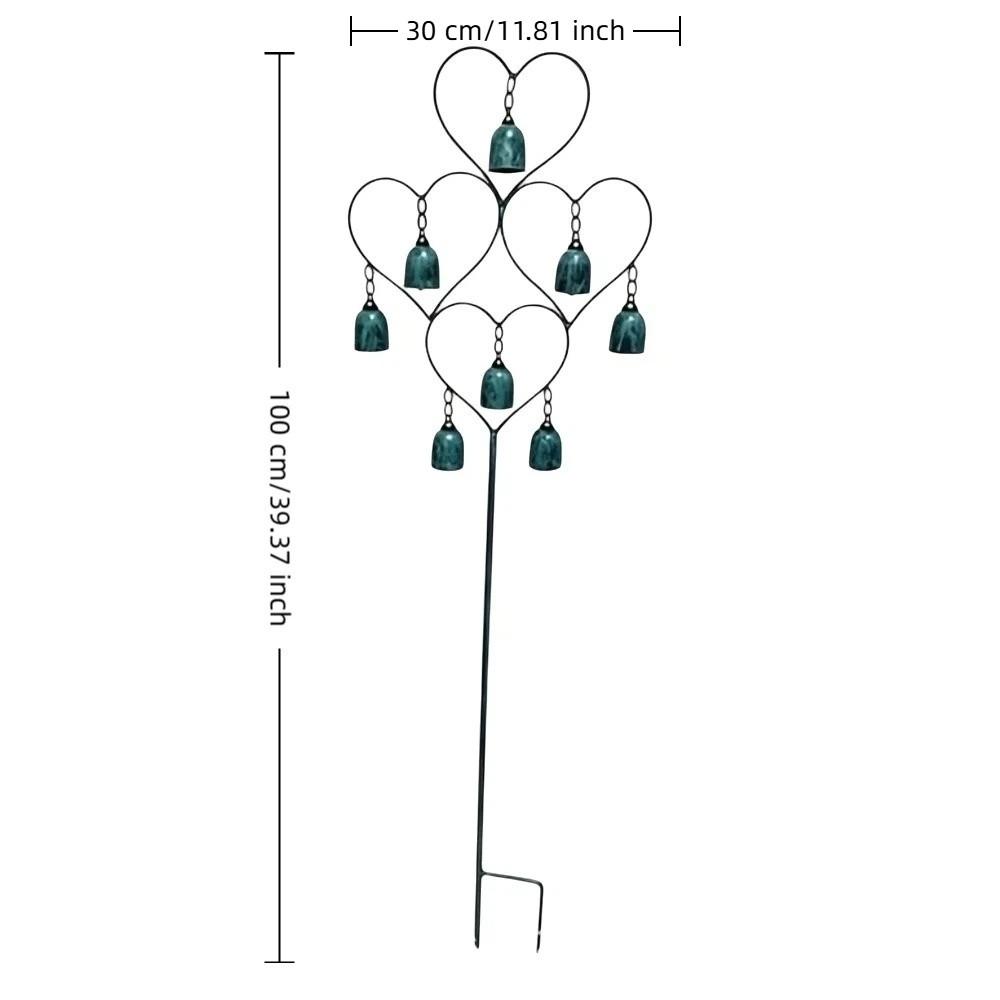 Rustic Wind Chime Ground Plug Heart-Shaped Yard Ornament Garden Decoration Outdoor Decoration