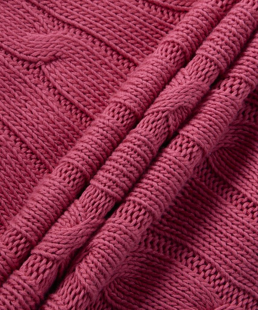 POLO RALPH LAUREN Cable Knit Cotton Short Sleeve Sweater - Dark Red
