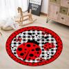 Cute Ladybug Welcome Doormat Blue Peacock Animal Round Floor Rug Soft Non-Slip Round Kitchen Floor Mat Kids Play Mat Pet Mat