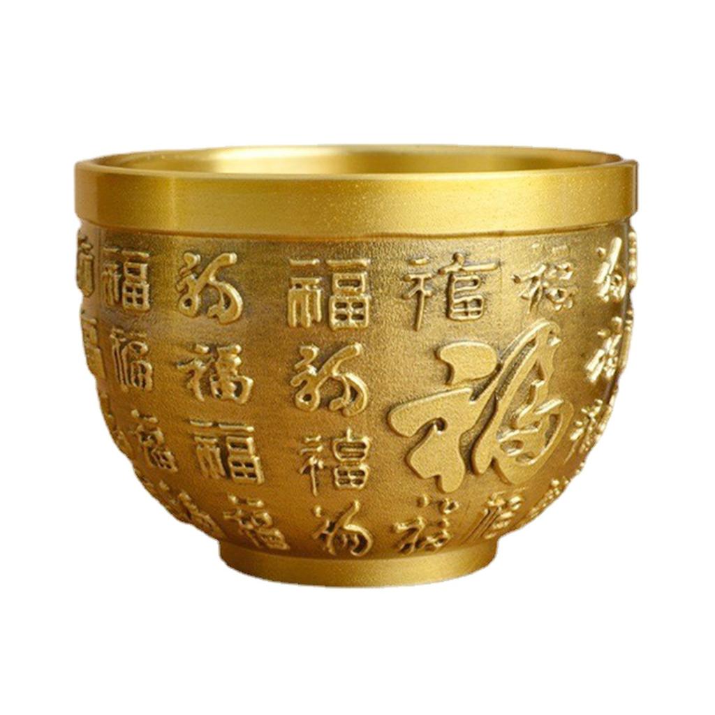 Brass Feng Shui Bowl Wealth Chinese Traditional Lucky Cornucopia Statue Sculpture Lucky Figurine Folk Treasure Bowl for