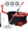 Spin Mop Bucket Sets 360° Spinning Floor Cleaning System with 3 Microfiber Replacement Heads, Extended Handle Household Item