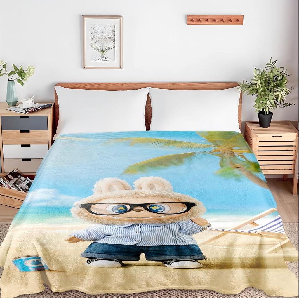 1PC Pop Cartoon Actor Elf Pattern Soft Throw Spiritual Guru Thin Blanket Gift for Couch Bed Car Home Camping For All Season Use