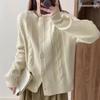 Literary Retro Twist Round Neck Sweater Female Fall and Winter Soft Sticky Day Knitted Cardigan Casual Jacket