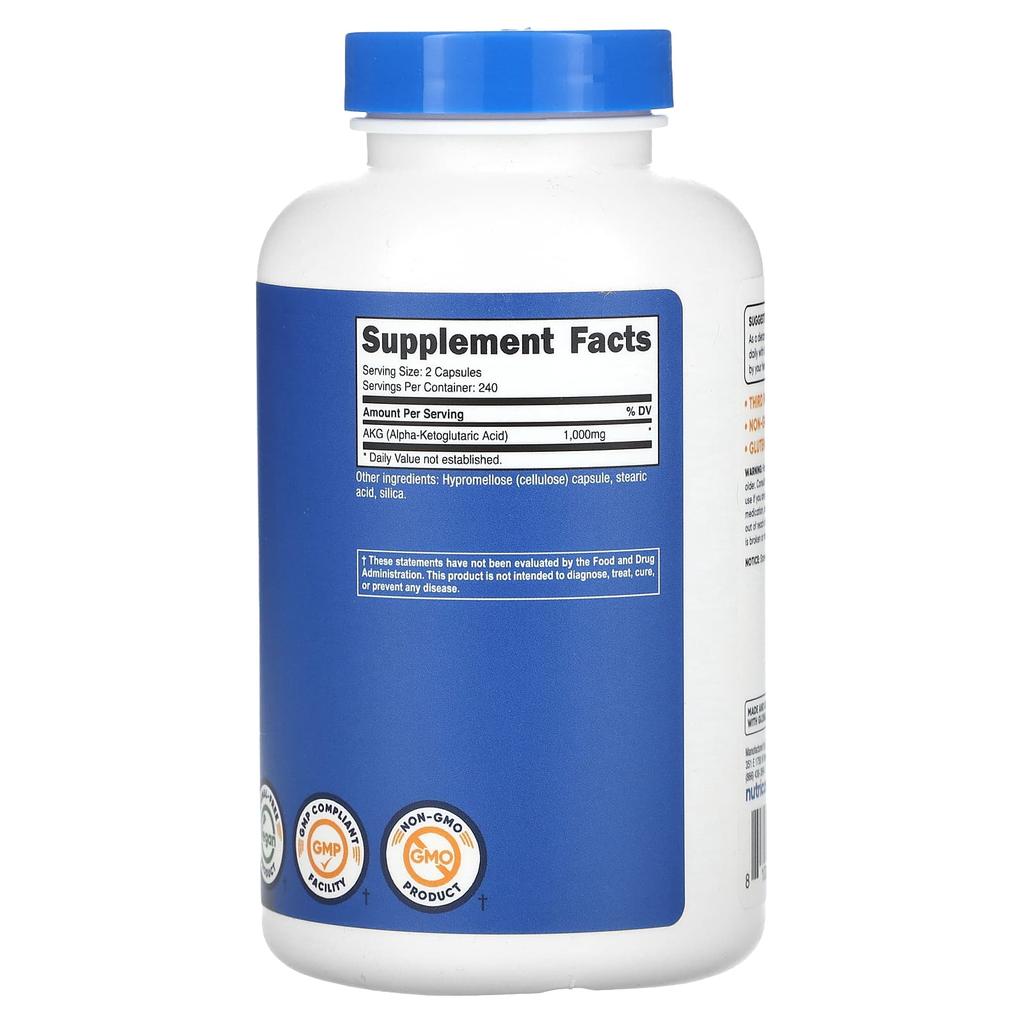 Akg (Alpha-Ketoglutaric Acid), 240 Capsules (500Mg per Capsule)