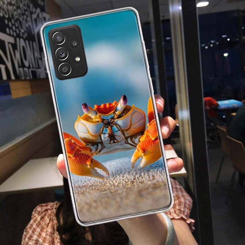 Уникальный чехол для телефона с животным-крабом для Samsung A54 A57 A37 A17 A14 A15 A12 A24 A34 A55 A35 A25 A52S A07 A05S A04S A22 A32 A72 Galaxy