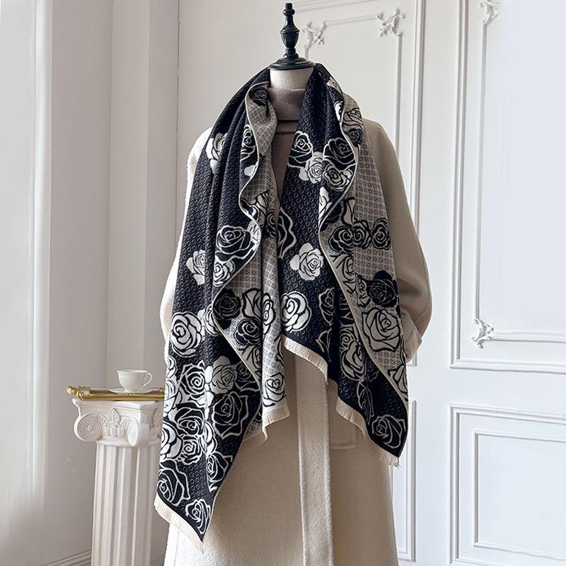 Winter Cashmere Scarf for Women Luxury Warm Shawl Comfortable Windproof Cape Pashmina Handerchief Designer Female Scrarf