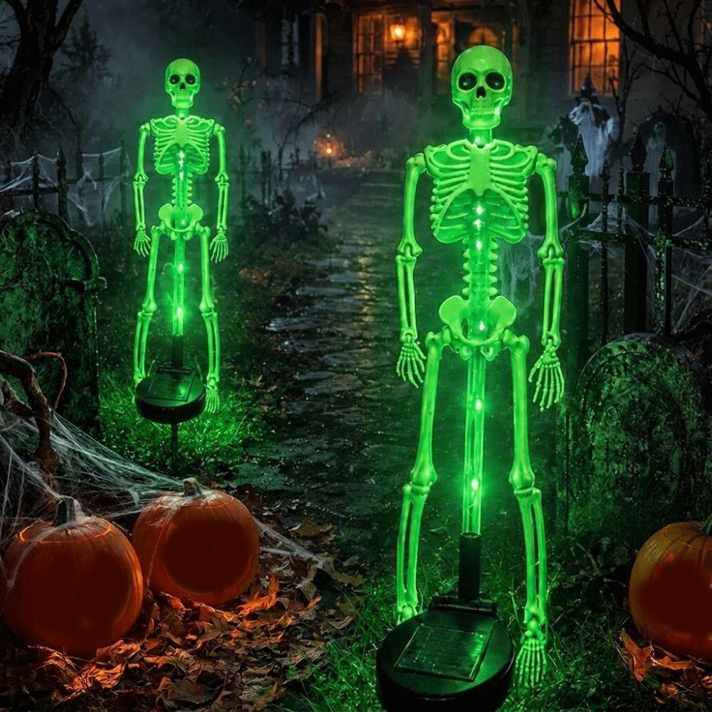 Waterproof Halloween Solar Stake Lights Realistic Skeleton Skull Festive LED Lights Outdoor Garden