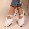 Fashion Spring Genuine Leather Ballet Shoes Women's Round Toe Flat Single Shoes Golden Buckle Lazy Loafers One Word Band Mary Jane Shoes