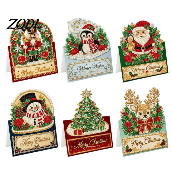 Beginner Friendly Diamond Craft Kit DIY Painting Christmas Greeting Card, 3D Pop-Up Foldable Cards with Creative Birthday Card Making Set Rhinestones