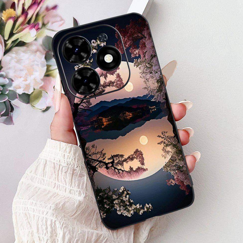 Для Tecno Spark Go 2024 BG6 Задняя крышка Для Tecno Spark Go 2024 Чехол Модный Роскошный Цветы Милый Мультяшный Кот Ударопрочный Силиконовый