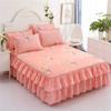 Floral Printed Bedspread Bedskirts Set 3PCS Bed Fitted Sheet With 2 Pillowcases Soft Breathable Bed Mattress Cover Protector Mat
