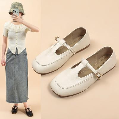 Модная неглубокая одинарная обувь, 2025 весна, новая повседневная и универсальная женская обувь, плоские и легкие туфли Мэри Джейн на Т-образной застежке