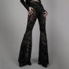 Fashion Perspective Sexy Flared Pants for Women Casual Embroidery Vintage Long Wide Leg Pants Woman Elegant Straight Black Trousers 24098