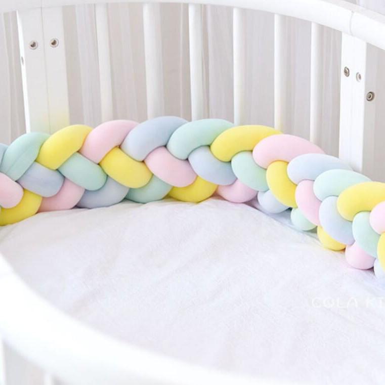 Датская вязаная подушка-узел, заплетенная из четырех прядей – Защитный бортик для кровати от ударов для детской комнаты