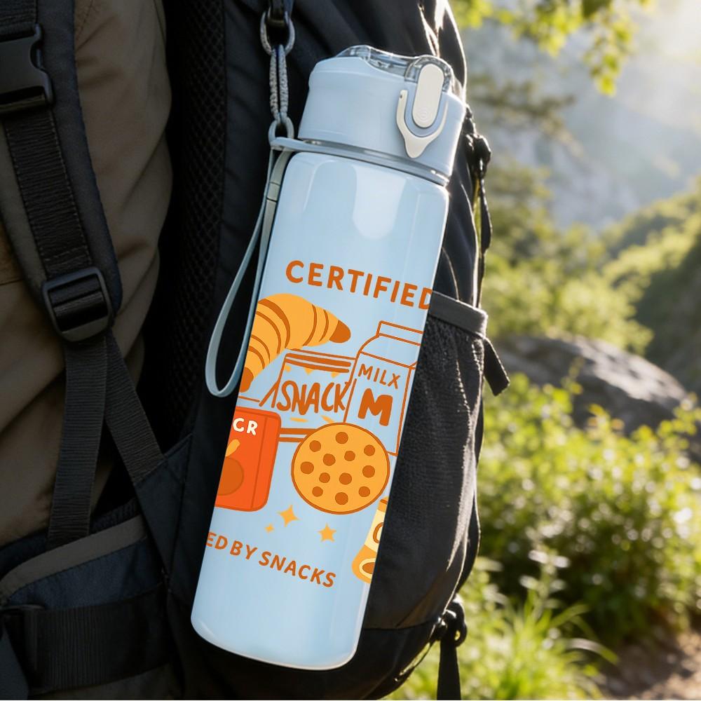 1PC Cinnamon Bread Snack 750ml Color Plastic Sports Water Bottle Leakproof Flip Straw Lid Suitable for Sports Office Home Use
