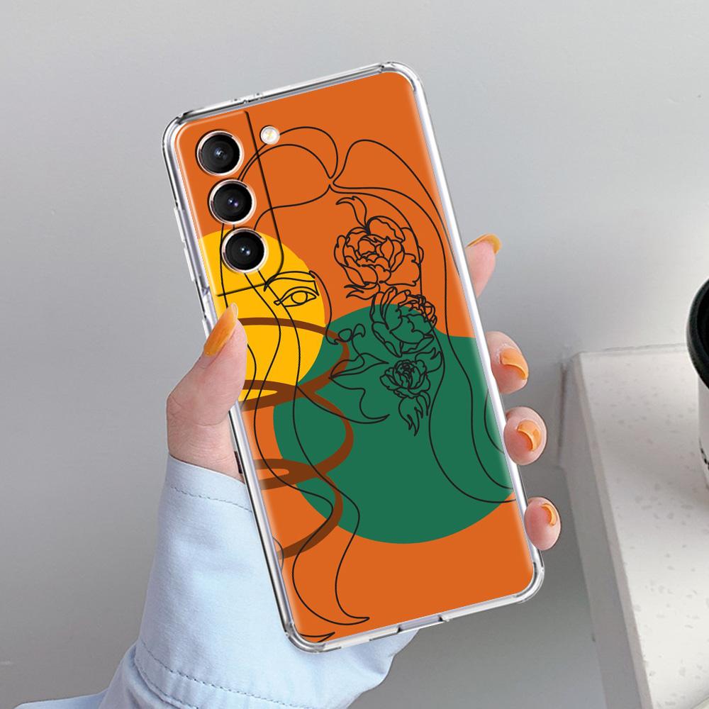 Чехол для телефона Samsung Galaxy S26 S25 S24 S23 S22 Ultra S20 S21 FE 5G Plus Мягкий прозрачный чехол Линейная графика