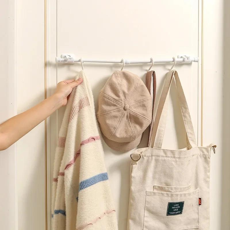 Пара крючков для карниза для штор, настенный самоклеящийся кронштейн, зажим для дверной телескопической штанги, липкий крючок, стойка для карниза для штор без перфорации