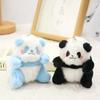Soft Panda Furry KeyChain Stuffed Animals Happy Panda Keyrings Small Panda Plush Doll  Backpack