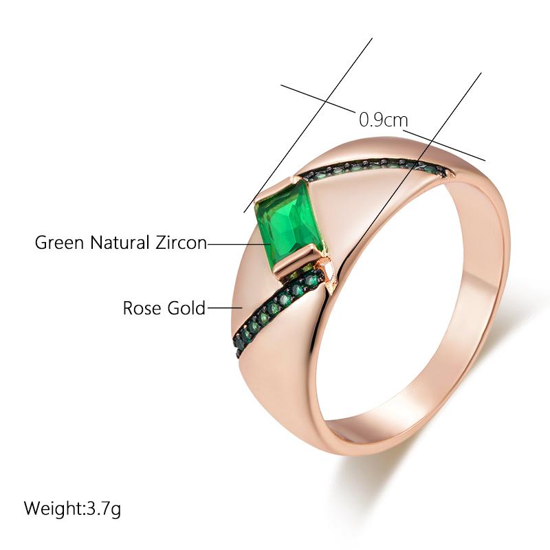 Винтажные кольца Kinel Drak с зеленым цирконом для женщин, розовое золото, черные ювелирные украшения