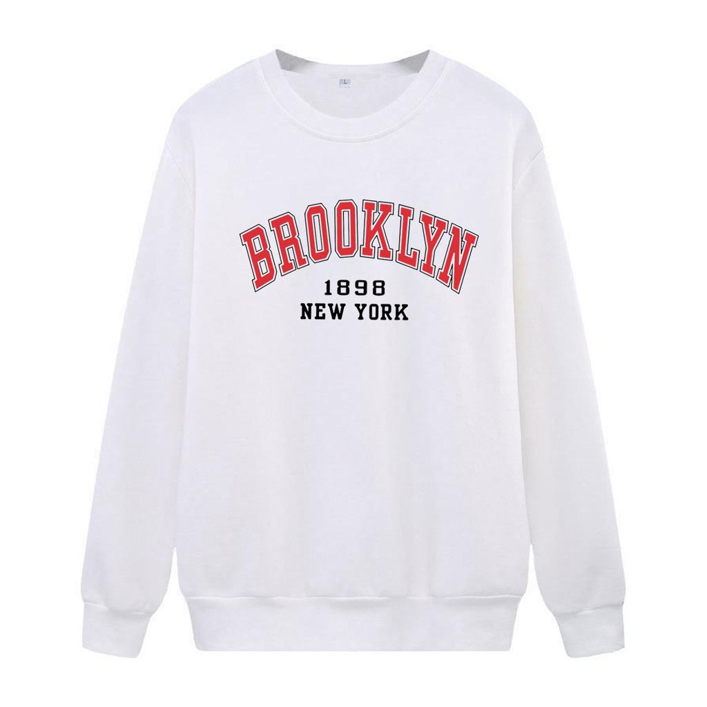 Autumn/Winter Women's Casual Sweatshirt: Round Neck, Long Sleeves, Letter Print, Fleece-Lined