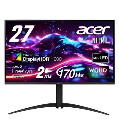 Игровой монитор Acer Nitro 27 дюймов MiniLED WQHD VA Matte 170 Гц 2 мс Регулировка высоты Функция поворота HDR1000 Наушники Терминал ПК PS5 Xbox Крепление VESA