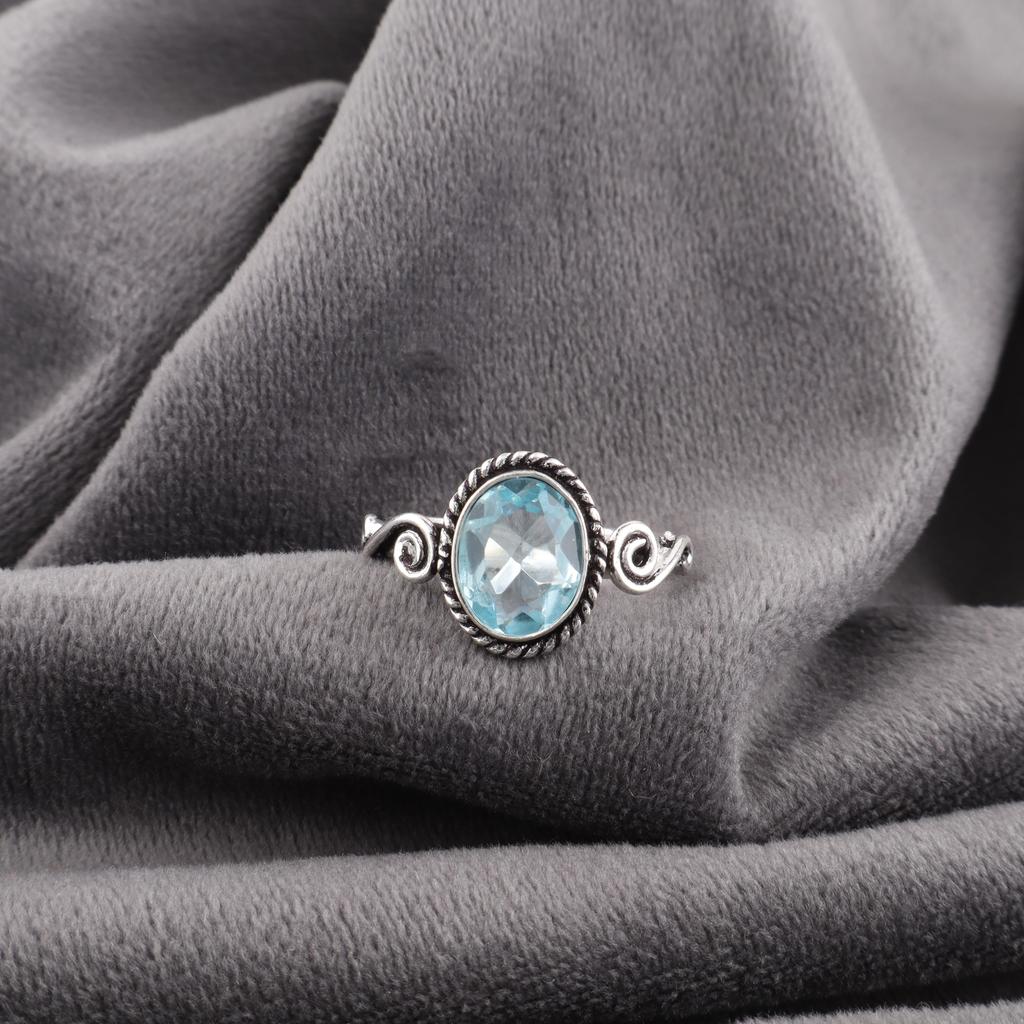 Sky Blue Topaz Gemstone Ring, Handmade Gorgeous Jewelry, 925 Sterling Silver Jewelry, Ring For Wedding Gift