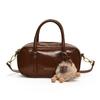 Premium Oil Wax Leather Retro Small Bag Women'S Winter Versatile Messenger Bag Portable Bowling Bag