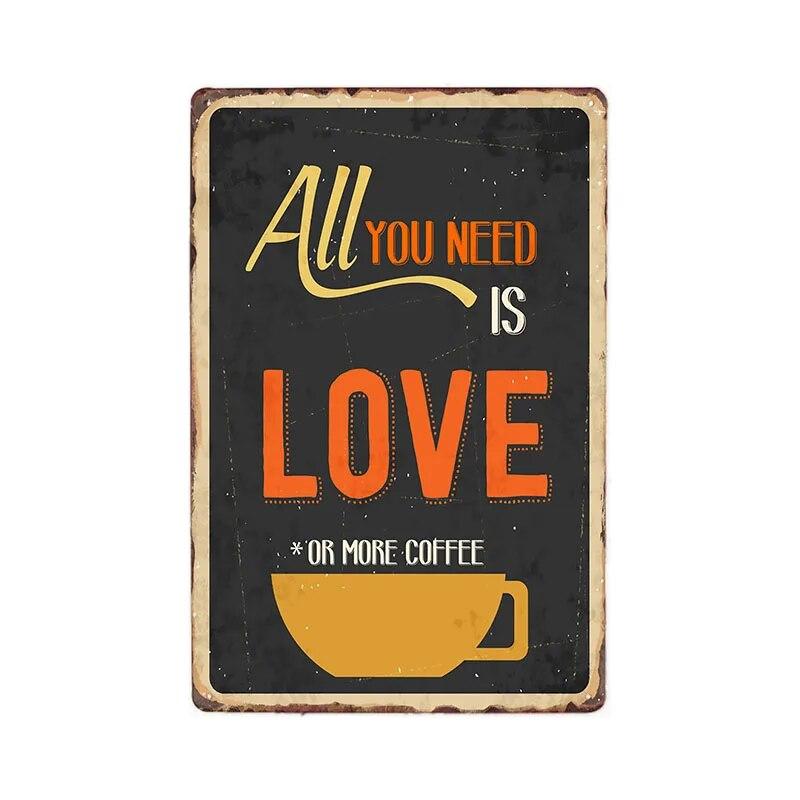 Retro Metal Coffee Tin Signs Cafe Shop Plaque Vintage Bar Pub Wall Decorative Poster Home Decor 20x30cm