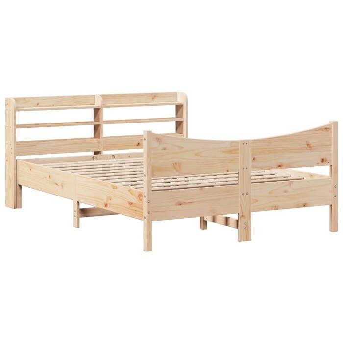 VidaXL Cadre de lit avec tête de lit 140x190 cm bois de pin massif, sommier, cadre de lit double, cadre de lit en bois 3307056