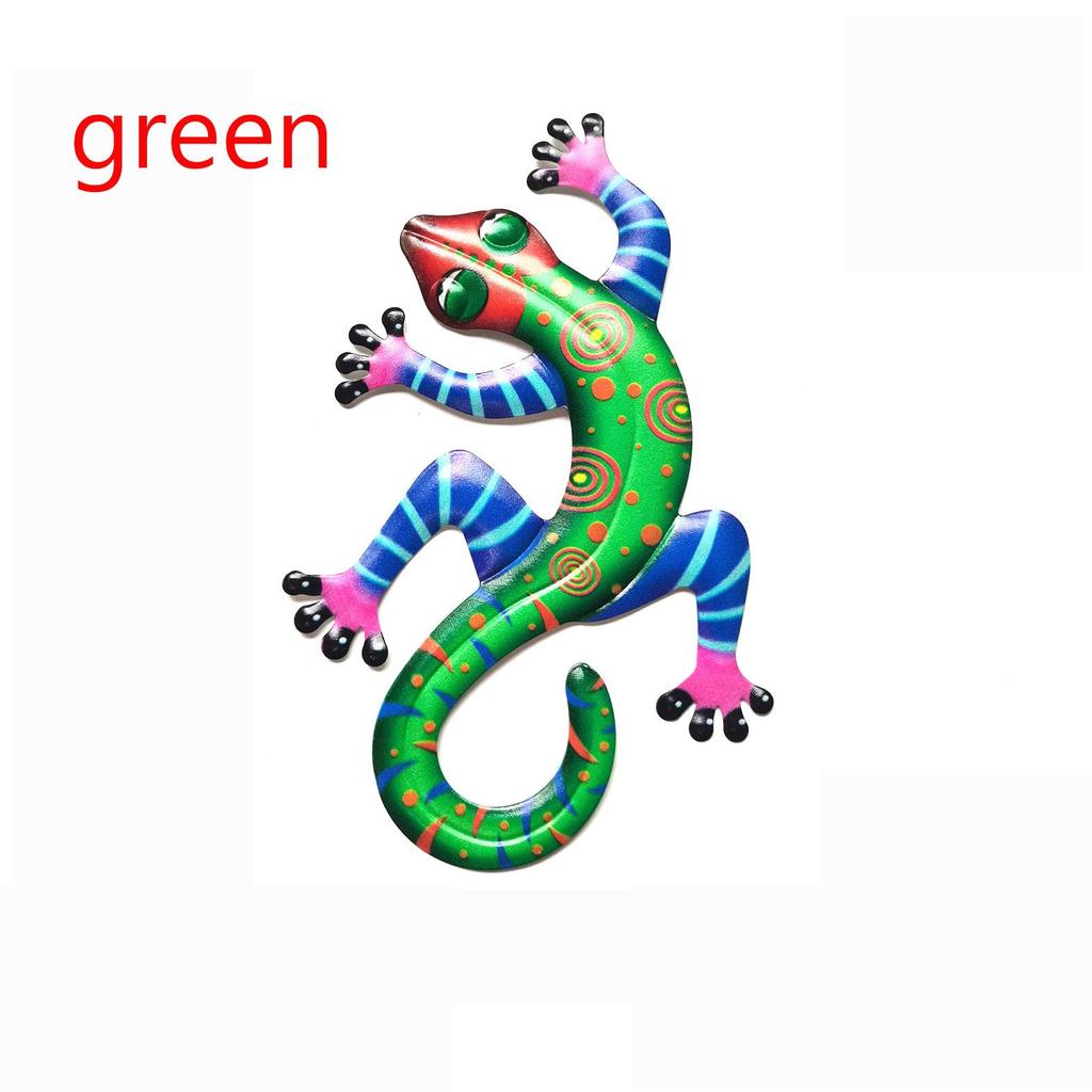 Iron Art Gecko Ornaments Wall Art Decoration Simulation Small Metal Gecko Lizard Sculptures Outdoor Home Garden Frnaments
