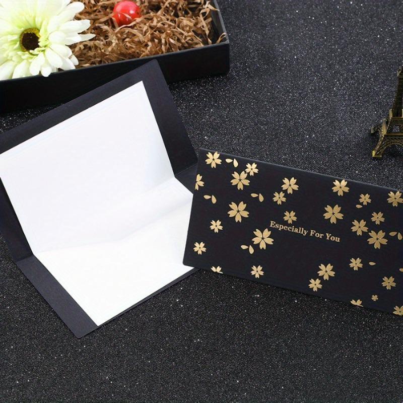 10PCS Black Gold Stamping Valentine's Day Card with White Inside Page Business Thanks Birthday Card Thanks Teacher's Day Card