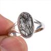 Natural Black Rutile Gemstone 925 Solid Sterling Silver Jewelry Ring Size 8 A1V06