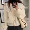 Sweet and Gentle Wind Sweater Jacket Women's Autumn and Winter Lazy Wind Doll Collar Atmosphere Knitted Cardigan