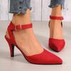 Pointed-toe Wrap-toe Shoes Hollow Out Ankle Strap High Heel Sandals for Ladies Dating Office Sandals
