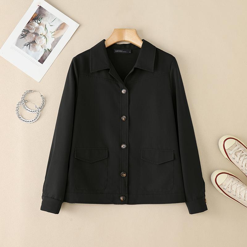 ZANZEA Женская повседневная осенняя блузка с отложным воротником и длинным рукавом