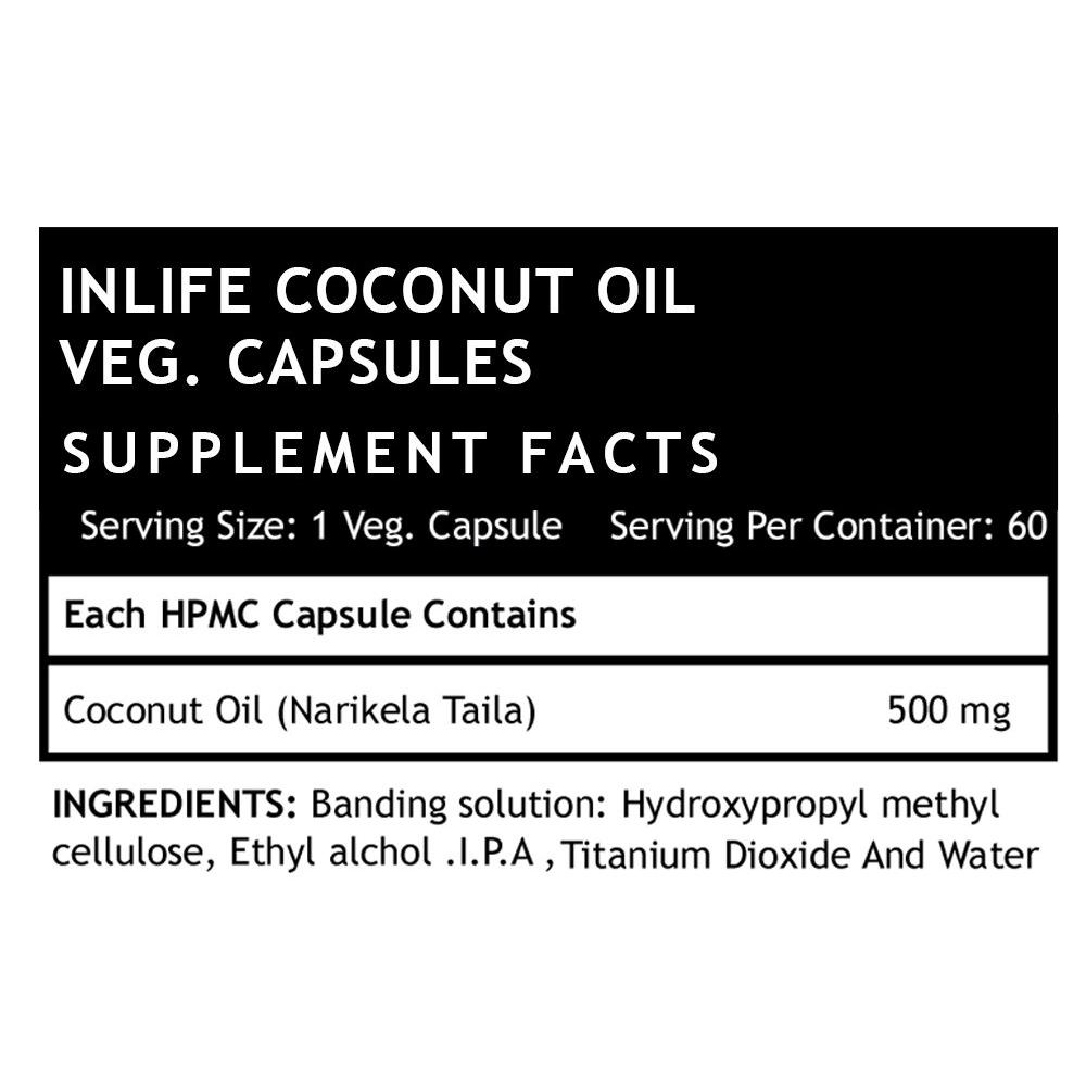 Кокосовое масло (60 кап, 500 мг), Coconut Oil,  INLIFE