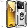 Чехол для Xiaomi Redmi Note 13 5G (не для 4G) с 2 закаленными стеклами, ударопрочная, устойчивая к царапинам, жесткая, серебристая