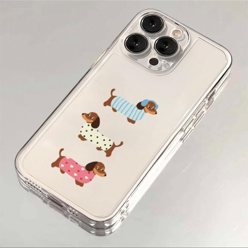 Прозрачный чехол для телефона с рисунком таксы, подходящий для iPhone 17 16 15 14 13 12 11 Pro/Max/Plus, противоударный и защищающий от падений