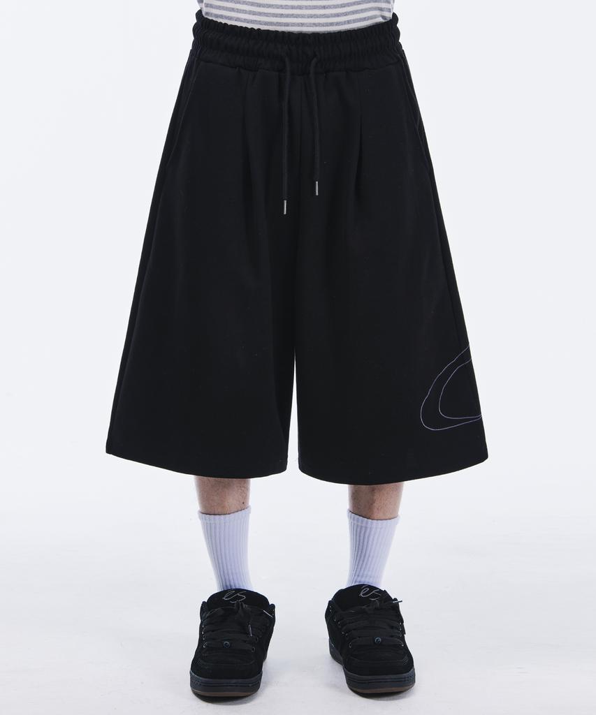 SCALLYWAG Side Big Logo Bermuda Sweat Shorts [Black]